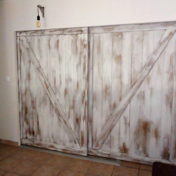 Porte coulissante en Parquet Pin Double Face